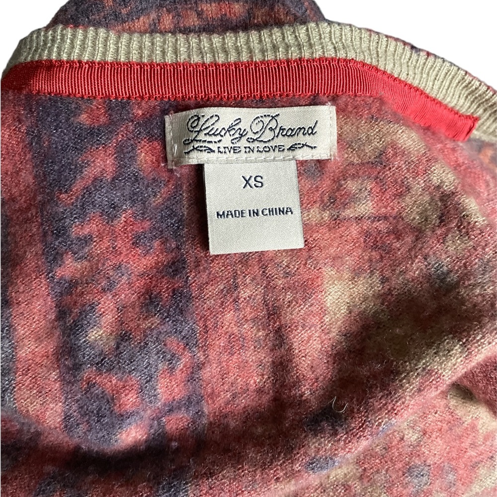 Lucky Brand Coral and Orange Printed Button-Front Cardigan - Picture 5 of 5